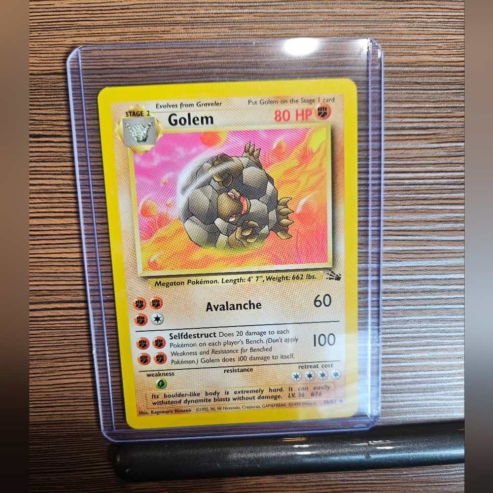 Golem Pokemon 36/62 Fossil Trading Card